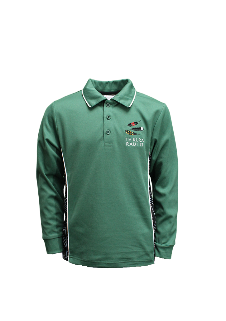 Te Kura Rau Iti Polo LS Forest/Black